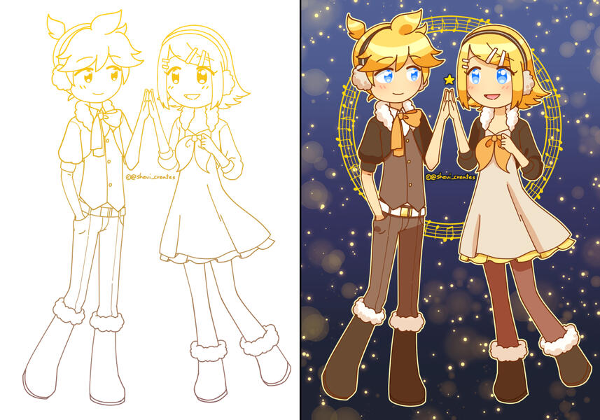 rin &amp; len kagamine (vocaloid / project diva)